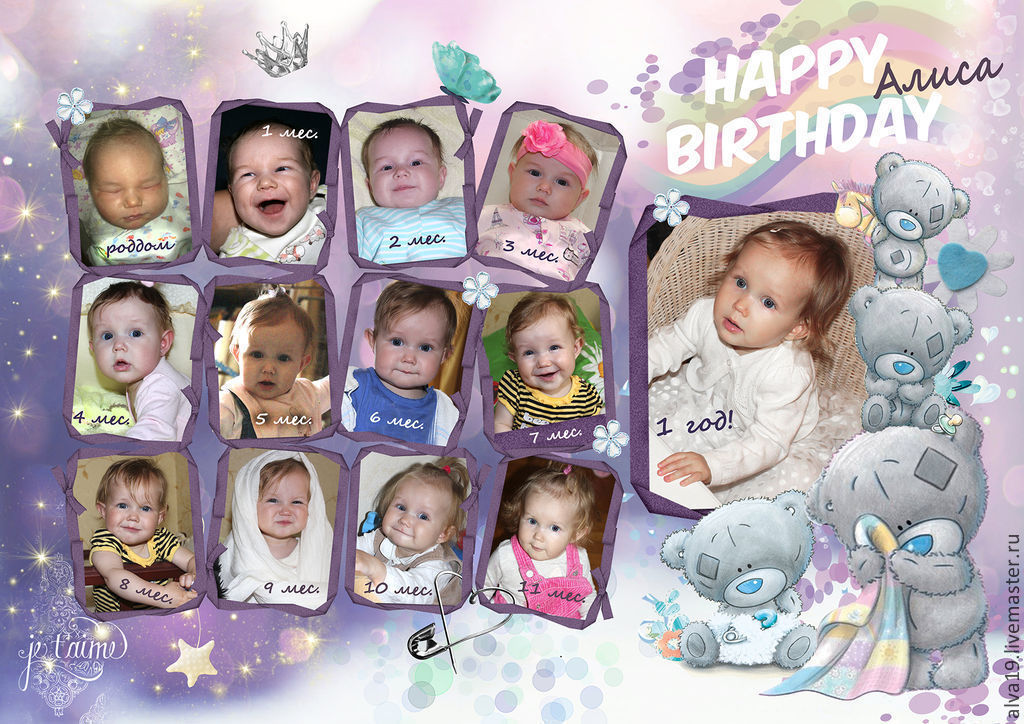 Коллаж из фотографий на день рождения ребенка