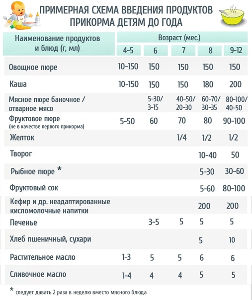 Питание детей до года - таблица, меню, рецепты, по месяцам | babykafe.ru