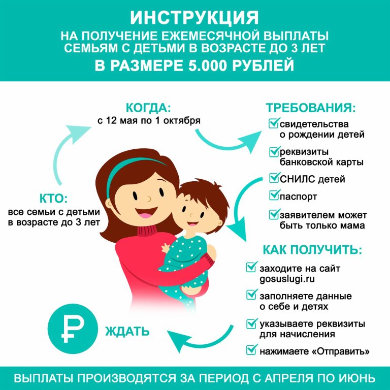 5000 рублей на ребенка до 3 лет по указу президента: кому положено, как оформить и получить