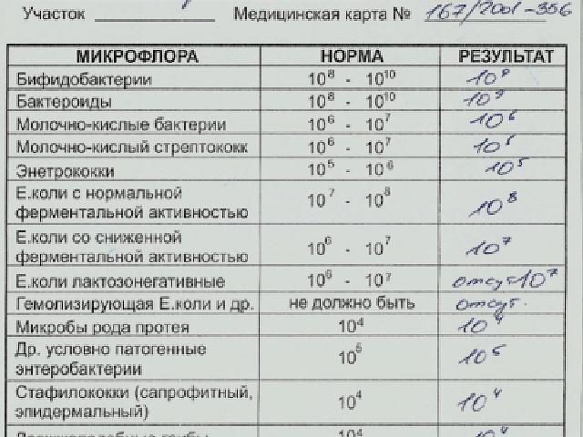 Копрограмма на дисбактериоз